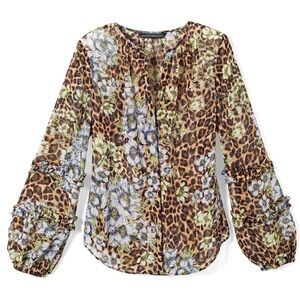 WHBM rose all holiday blouse